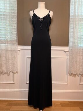 Vintage Y2K Rimini by Shaw Black Beaded Maxi Dress 8